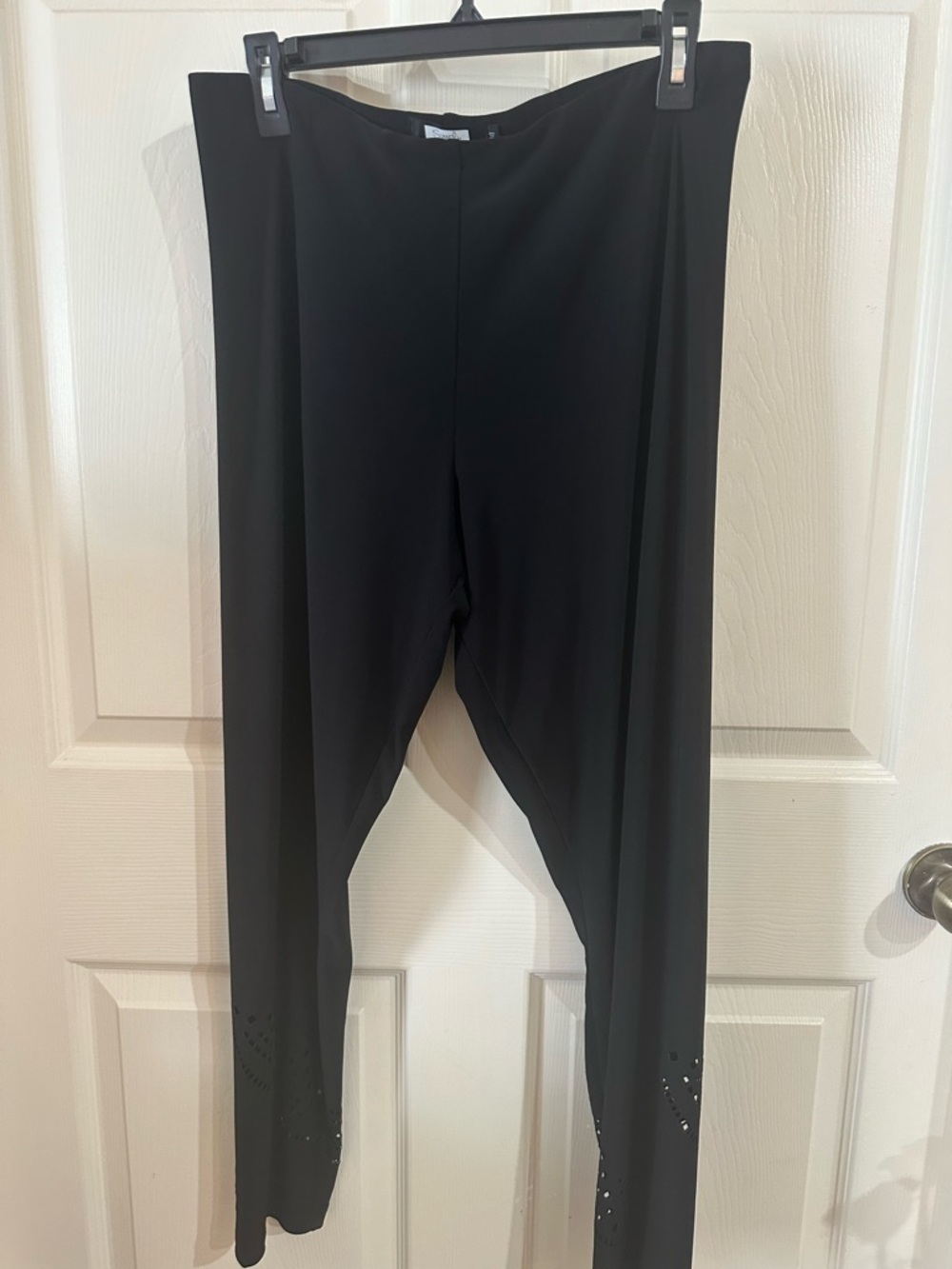 Sympli Black perforated ankle stretchy elastic waist Pants 14 pull on pant
